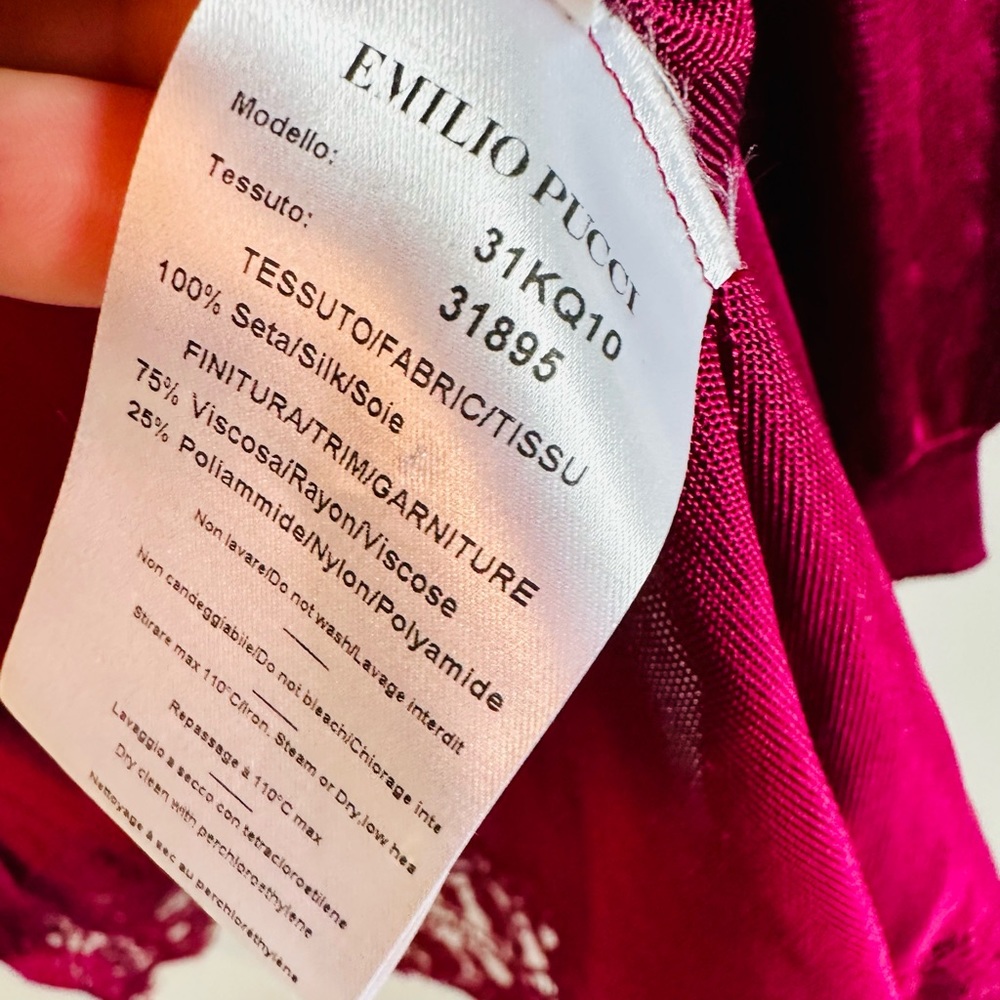 Emilio Pucci Cardigan Long Open Front Silk DesignerDeep Burgundy SIZE Small NEW! - Picture 13 of 16